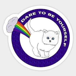 Dare to Be Yourself - Funny Cat Rainbow Sticker